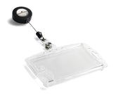 Durable Enclosed Duo Security Pass Holder 54x87mm with Badge Reel Holds 2 ID/Security Cards Transparent (Pack 10) - 822419